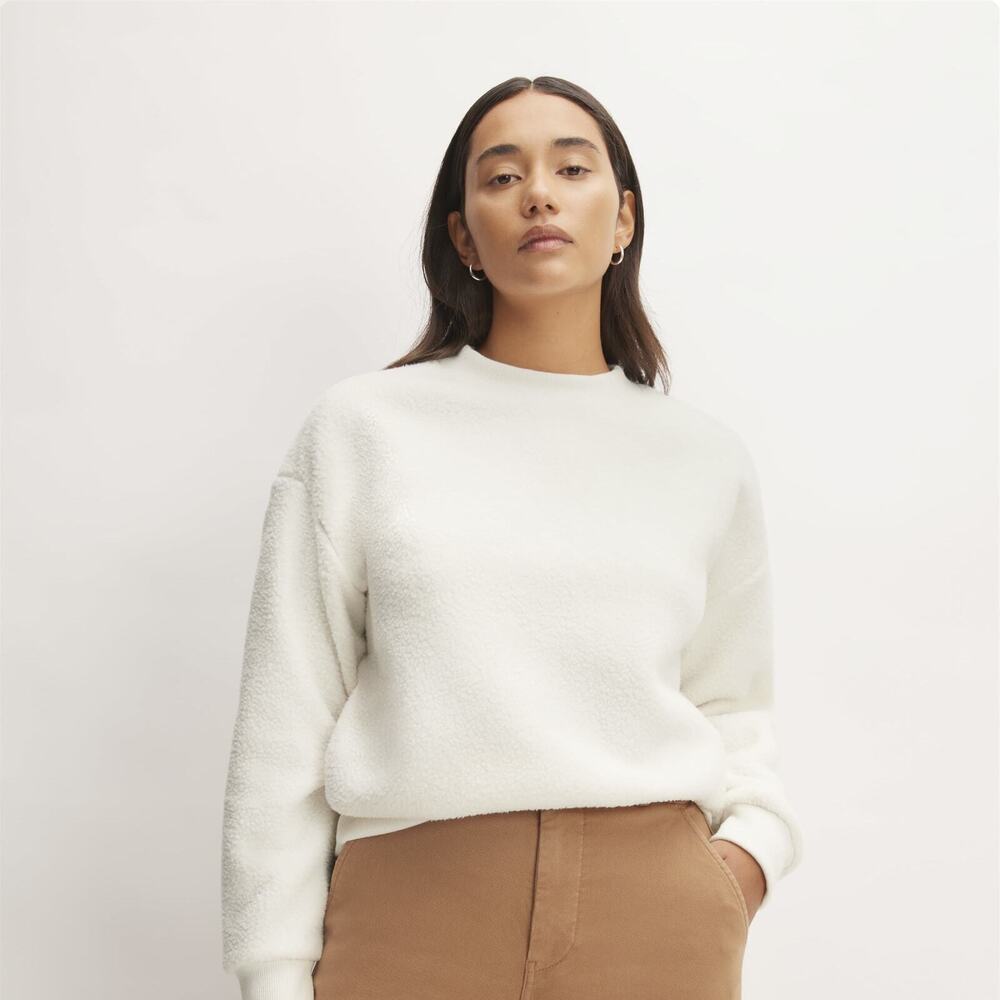 Everlane The ReNew Fleece Oversized Crew White Base - Size XS
